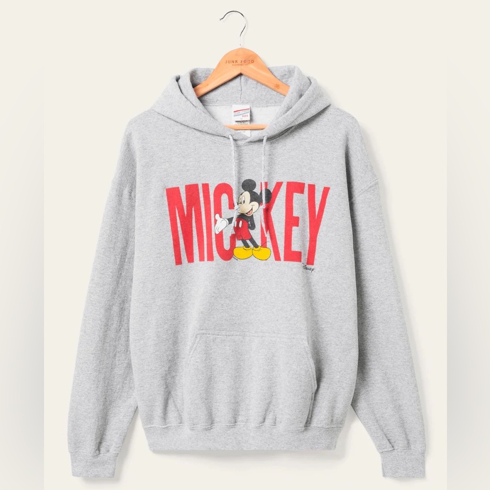 Junk Food Clothing Mickey Heather Grey Flea Market Hoodie—L UNISEX